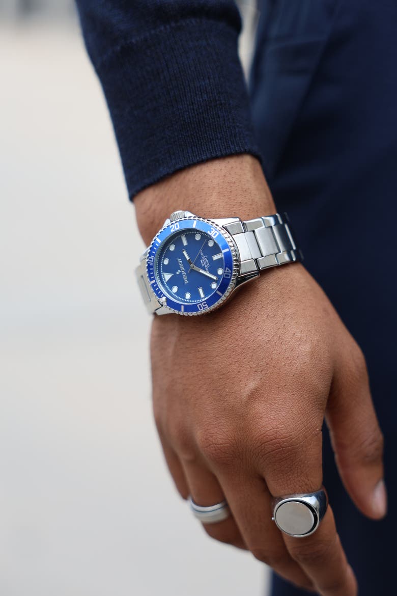 Sport Bezel Big Face Bracelet Watch - 40MM, Alternate, color, Blue