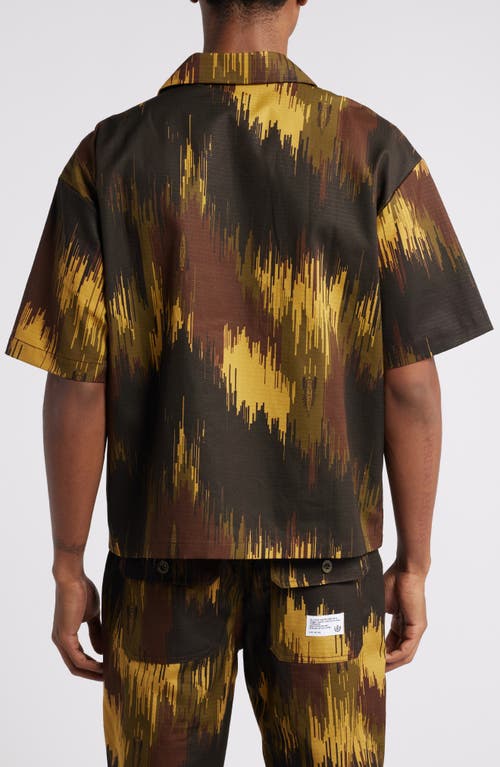 Icecream Ripper Short Sleeve Cotton Button-up Shirt In Dried Tobacco