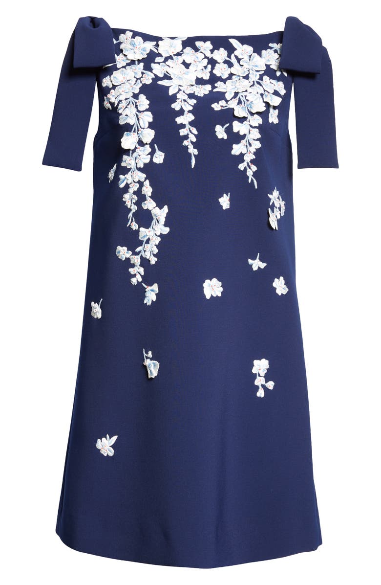 Carolina Herrera Floral Embroidered Stretch Stretch Crepe Minidress, Alternate, color, Midnight Multi