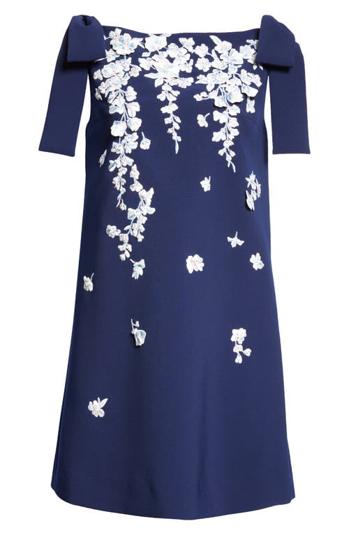 Carolina Herrera Floral Embroidered Stretch Stretch Crepe Minidress