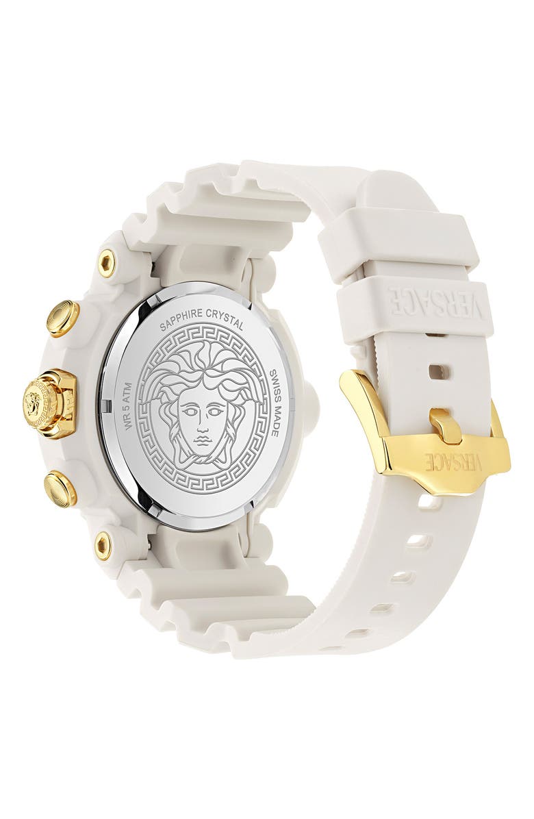 Versace Real Active Chronograph Bracelet Watch, 45mm, Alternate, color, White Ecoceramic