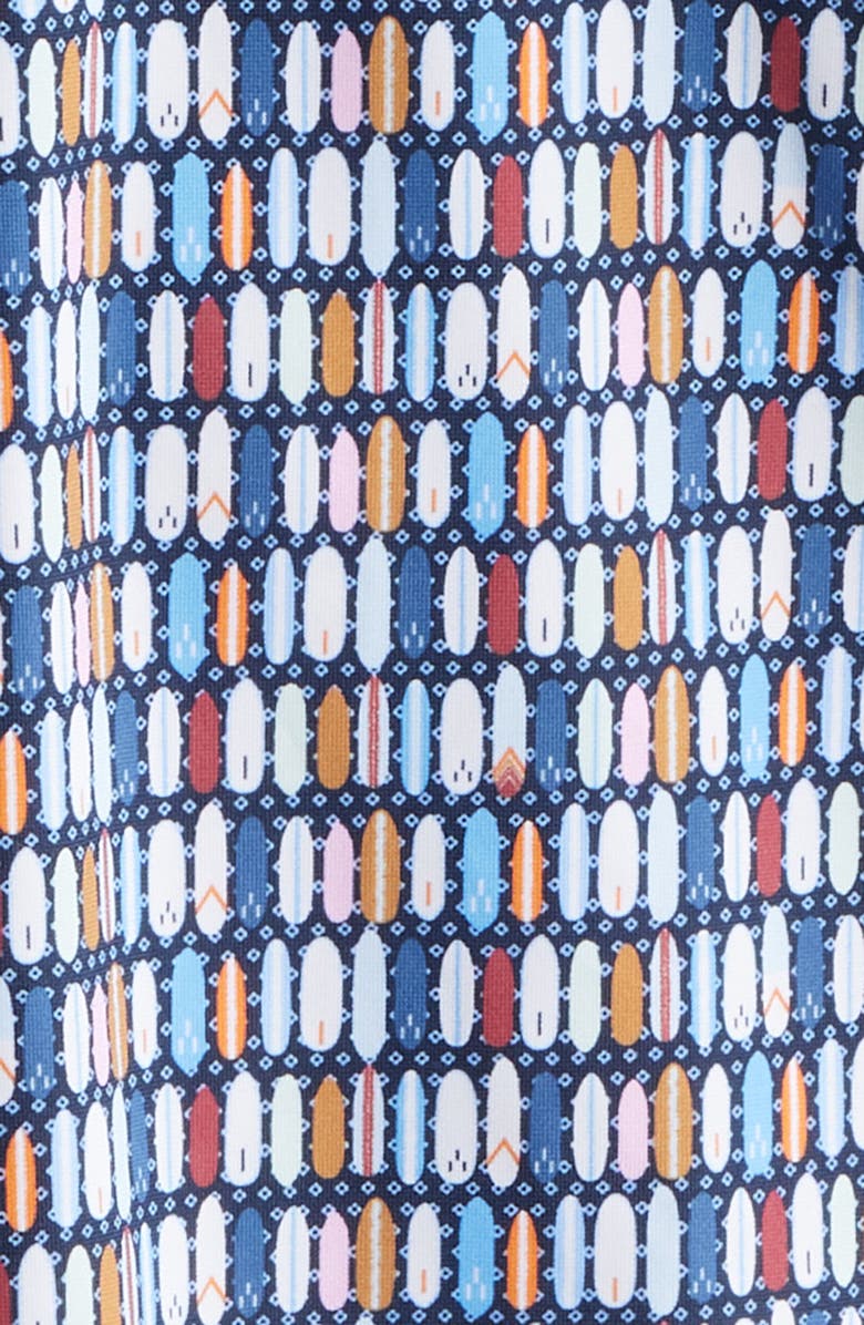 Johnston & Murphy XC+<sup>™</sup> Motion Geo Print Short-Sleeve Performance Knit Button-Up Shirt, Alternate, color, Navy Surfboard