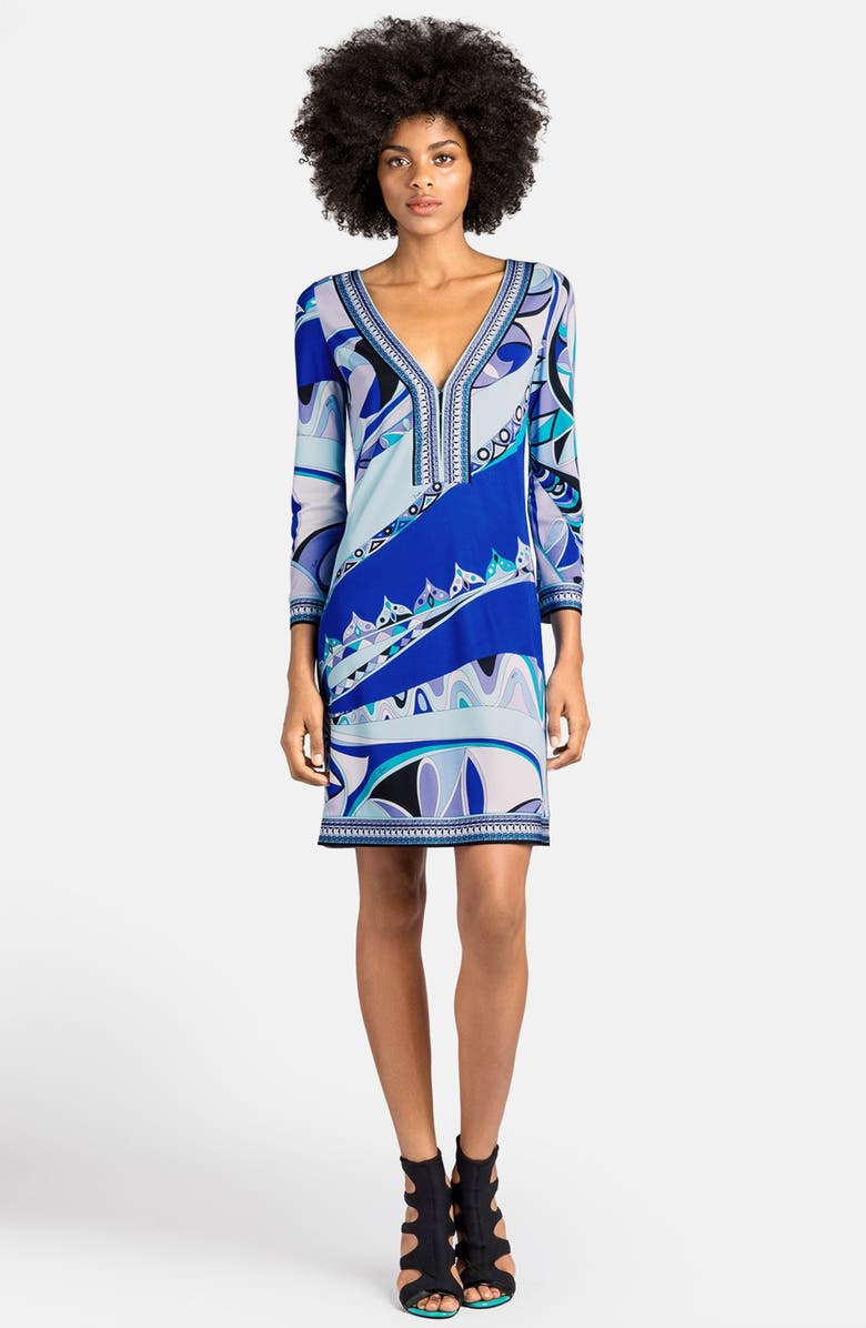 Emilio Pucci Deep V-Neck Jersey Dress, Main, color,