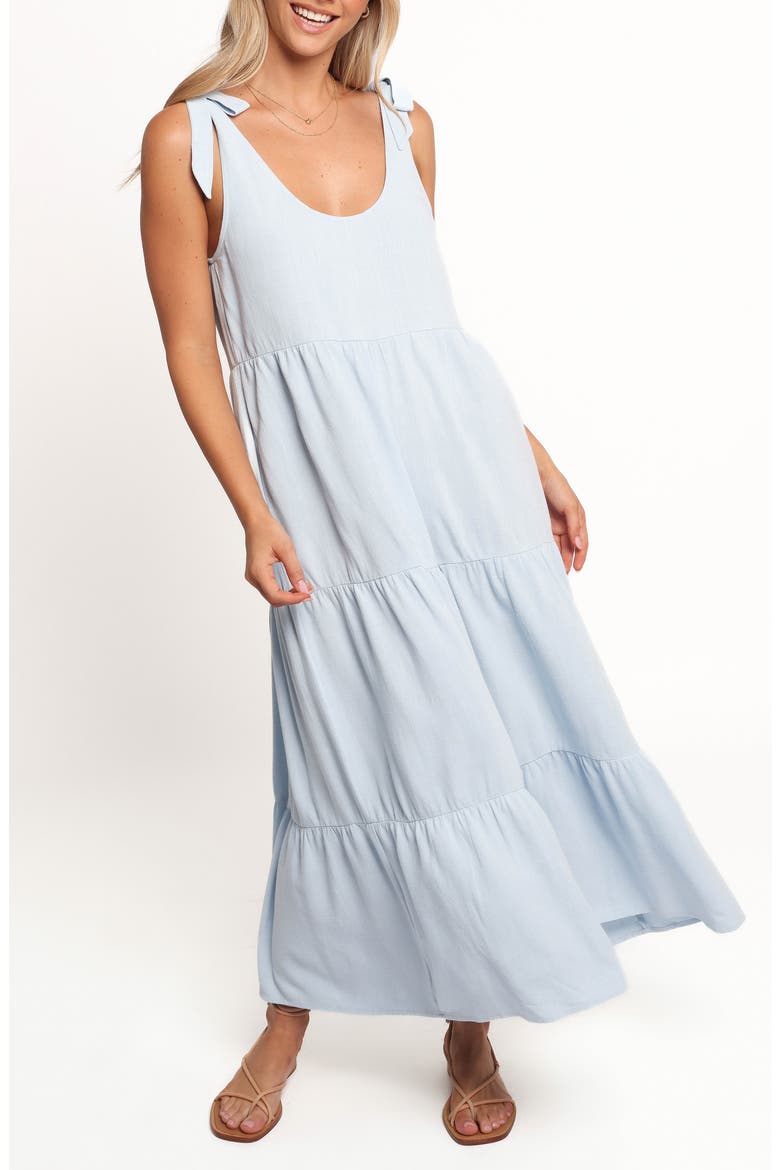 Marcy Linen Midi Dress, Main, color, BLUE