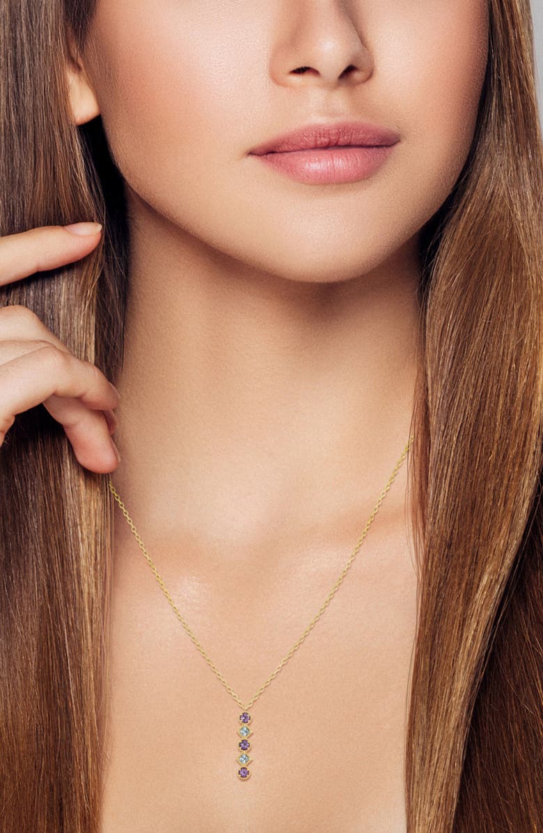 Ember Fine Jewelry Linear Gemstone Pendant Necklace, Alternate, color, Gold