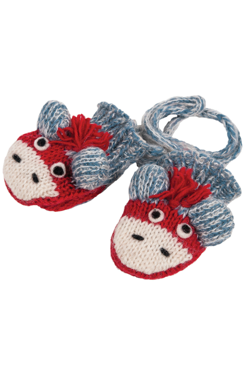 Cute Monkey Mittens-Blue, Main, color, Blue