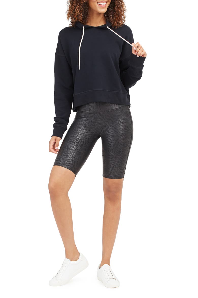 Faux Leather Bike Shorts, Alternate, color, METALLIC SNAKE