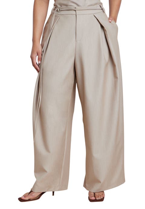 Wide Leg Pleated Trouser With Long Belt