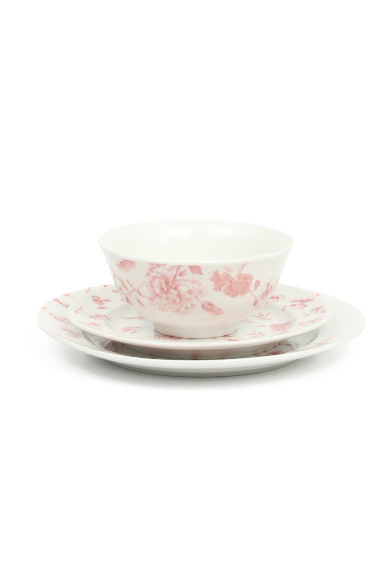 Empress Bouquet Decorated Chip-Resistant Porcelain Dinnerware Set, Alternate, color, Pink Floral
