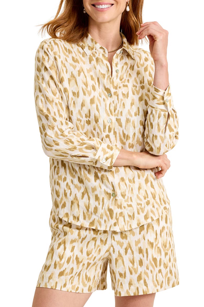 Cheetah Cove Linen Shirt, Main, color, COCONUT