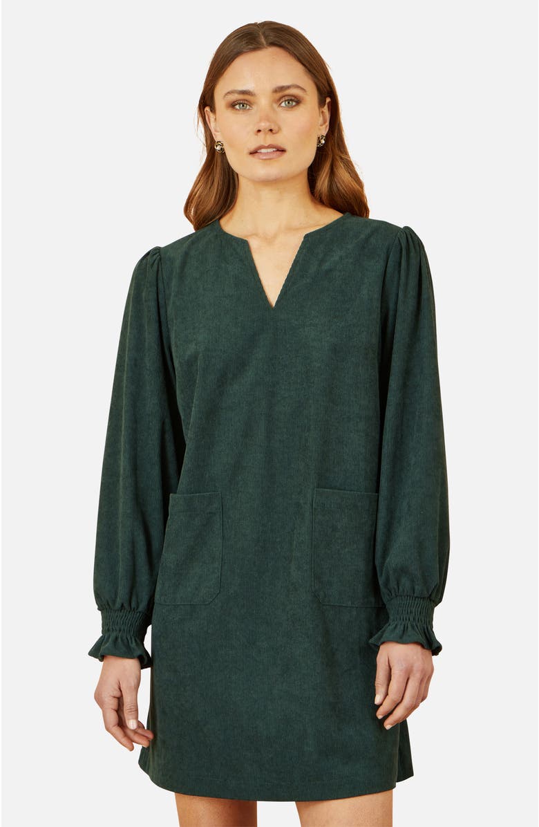 Yumi Long Sleeve V-Neck Mini Dress, Alternate, color, Green