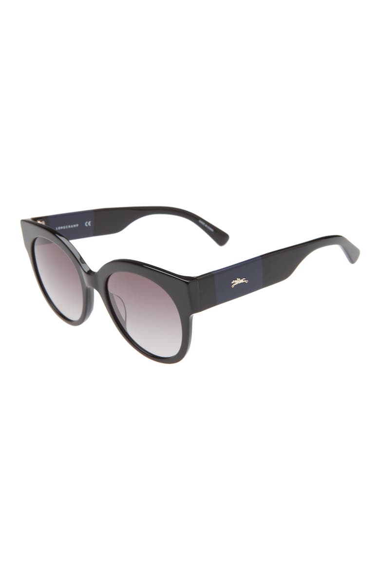 53mm Gradient Round Sunglasses, Alternate, color, BLACK