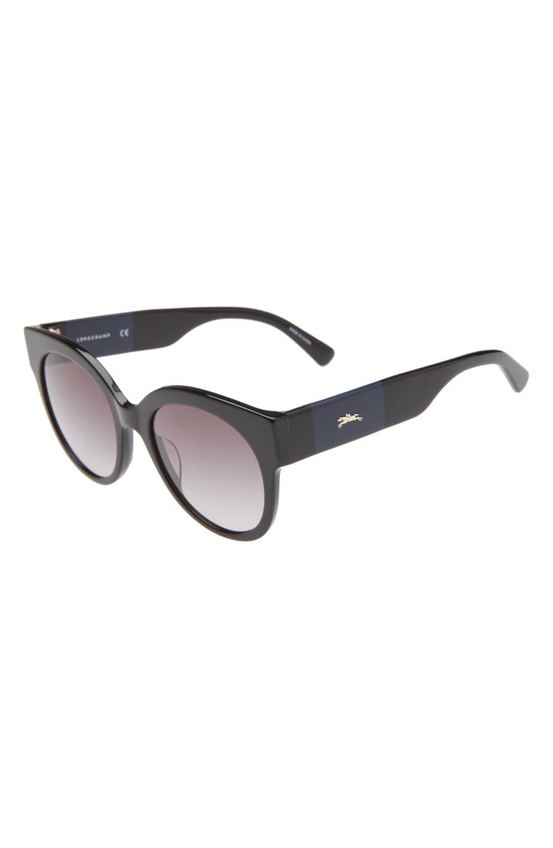 Longchamp 53mm Gradient Round Sunglasses, Alternate, color, Black/ Grey Gradient