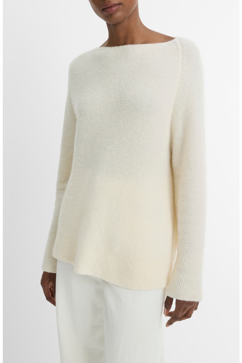Merino Wool Blend Bouclé Sweater, Alternate, color, OFF WHITE