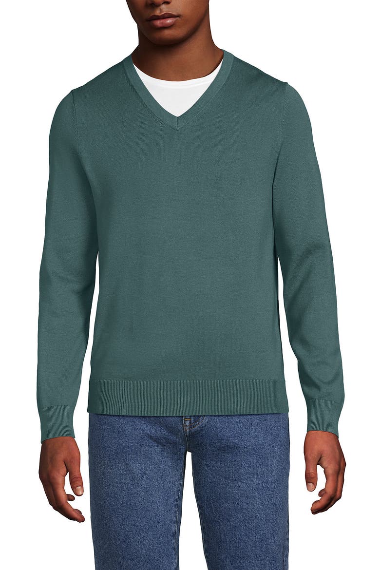 Fine Gauge Cotton V Neck Sweater, Main, color, Tourmaline