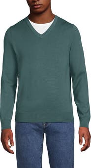 Lands' End Fine Gauge Cotton V Neck Sweater