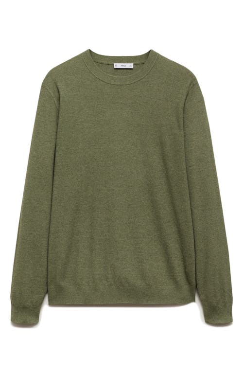Mango Finely Knit Crewneck Sweater In Green
