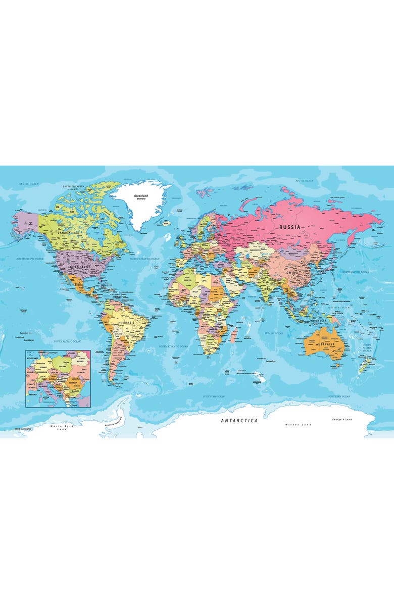 Eurographics Puzzle Tin World Map 550 Piece Jigsaw, Alternate, color, Multicolored