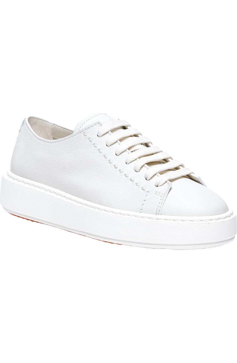 Santoni Women
s white leather sneaker, Alternate, color, White
