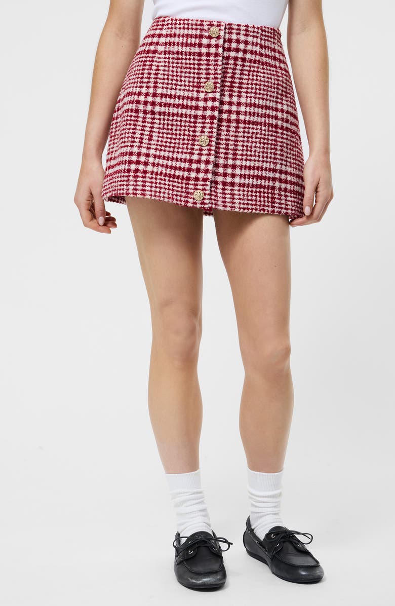 French Connection Houndstooth Check Miniskirt, Main, color, Scarlet Multi