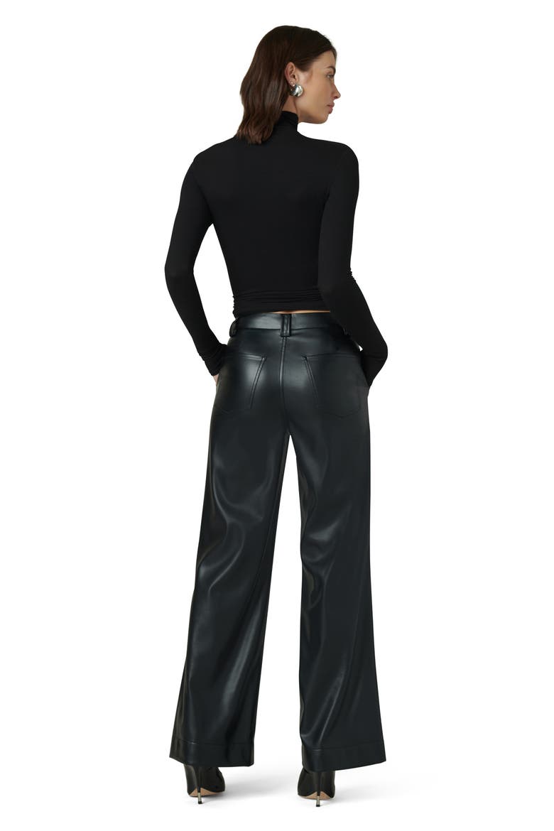 The Mia High Waist Faux Leather Wide Leg Jeans, Alternate, color, BLACK