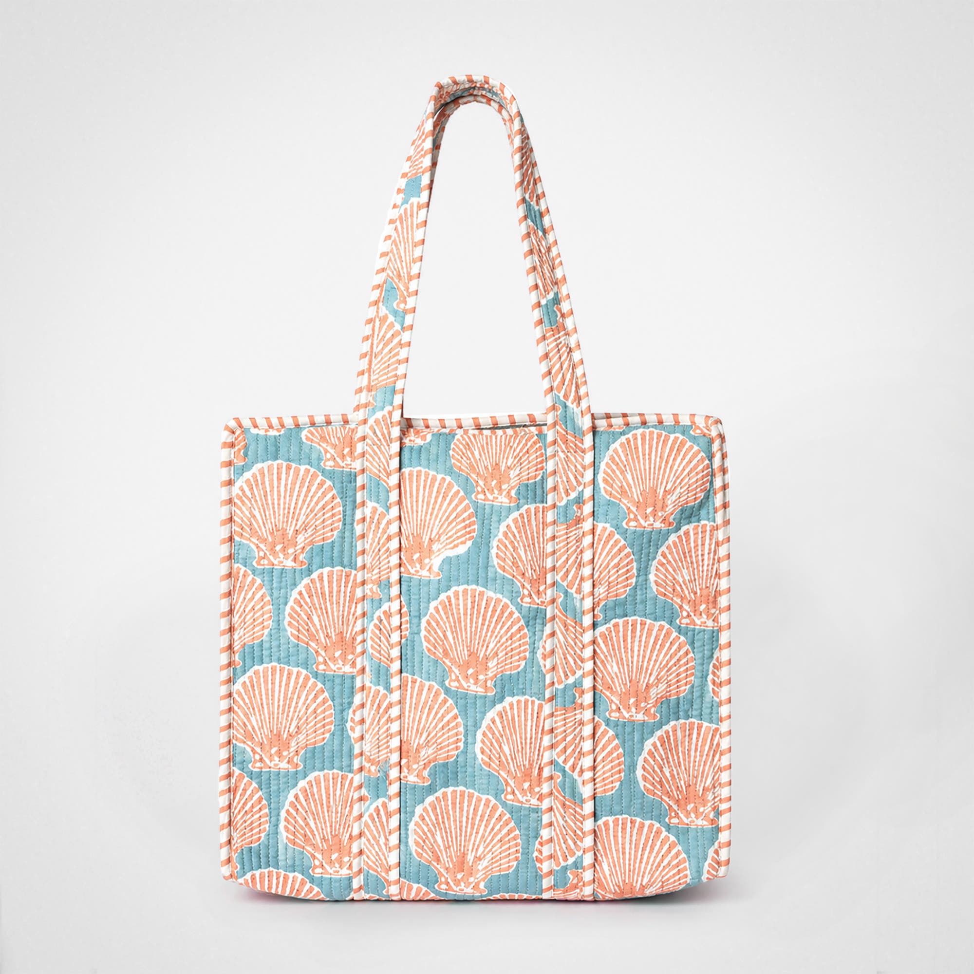 Shells Tote Bag, Alternate, color, Peach, Blue