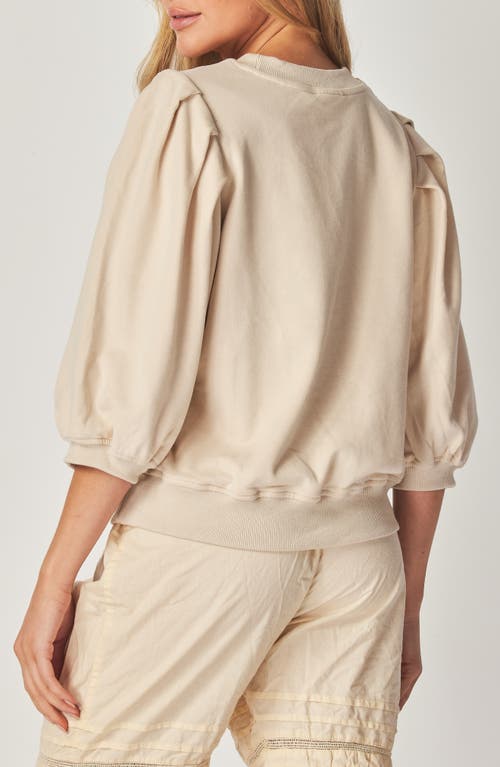 Bluegrey Balloon Sleeve Crop Sweatshirt In Beige