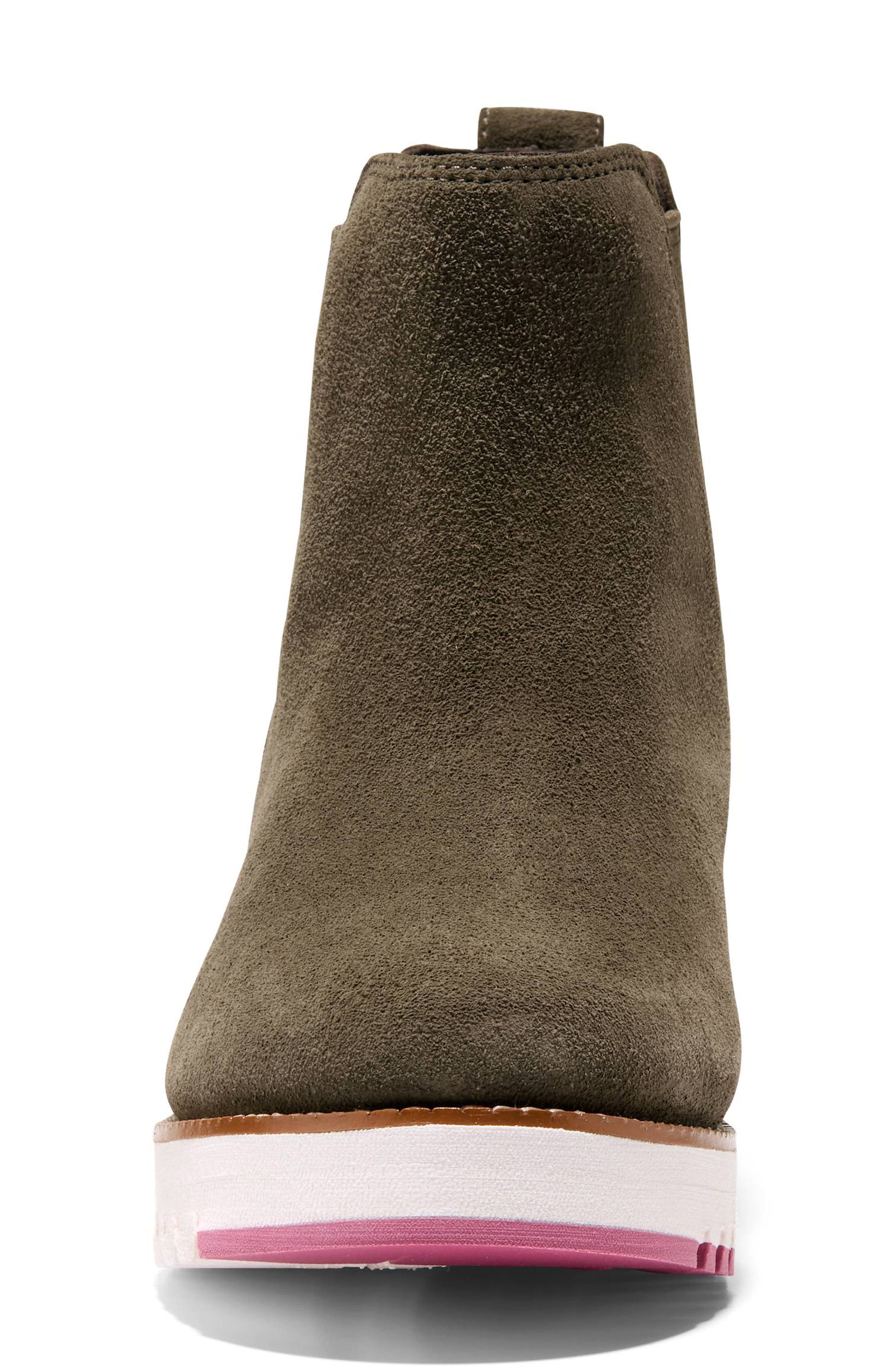 ZeroGrand City Waterproof Wedge Chelsea Boot, Alternate, color, DEEP OLIVE SUEDE WP