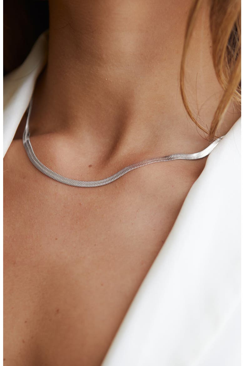 Kauai Herringbone Choker, Alternate, color, Silver