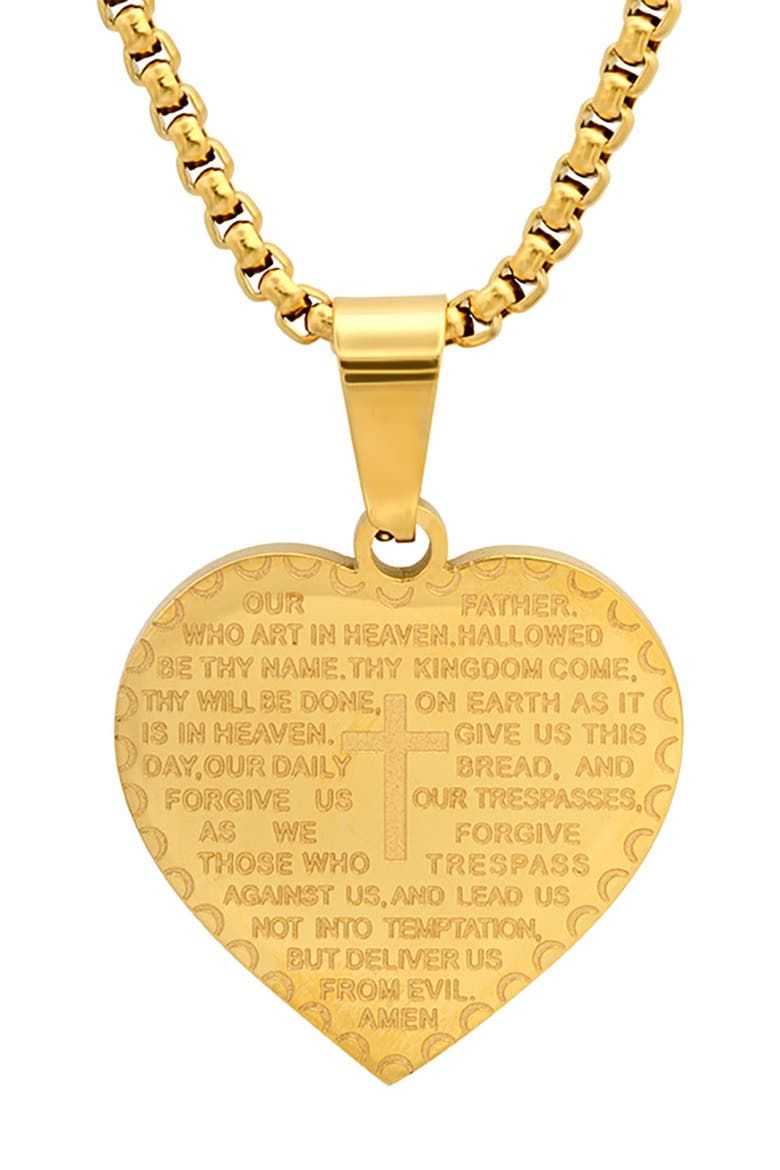 Stainless Steel Prayer Pendant Necklace, Main, color, YELLOW
