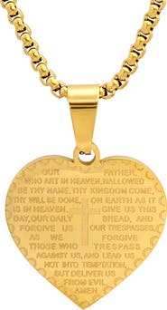 HMY JEWELRY Stainless Steel Prayer Pendant Necklace