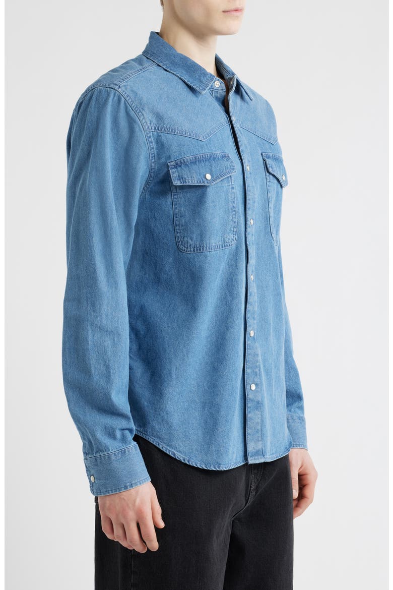 Waylon Denim Snap-Up Western Shirt, Alternate, color, MED WASH CHAMBREY