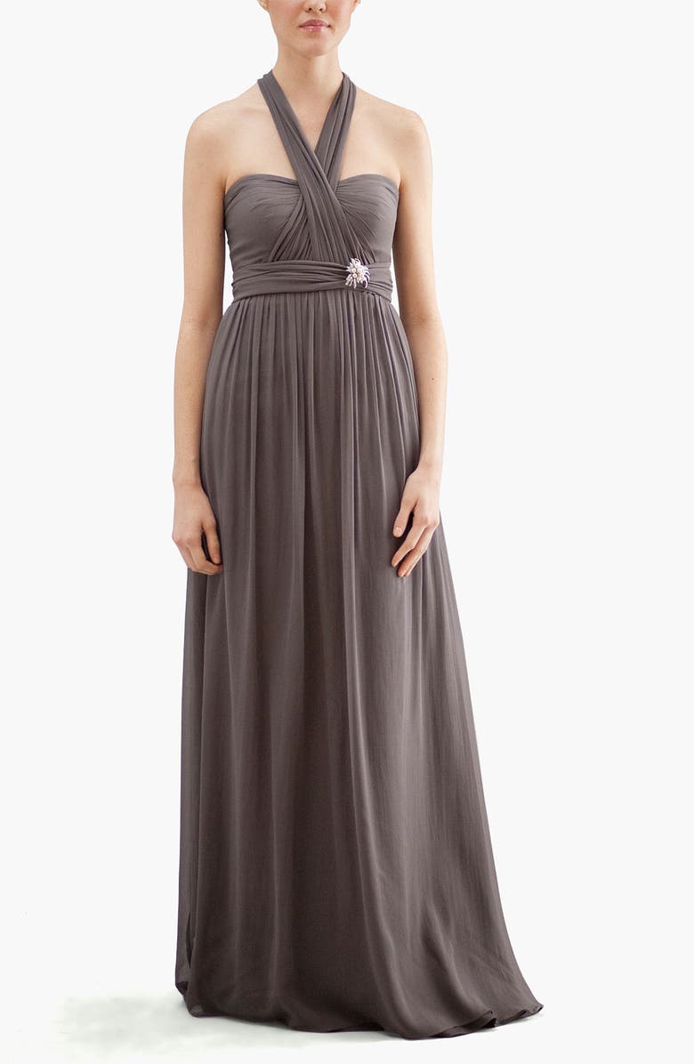 Jenny Yoo Aidan Convertible Strapless Chiffon Gown, Alternate, color, 