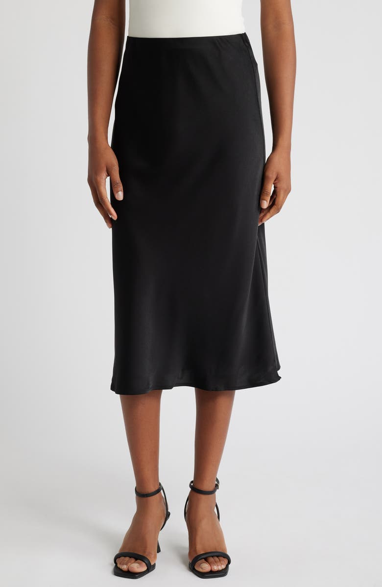 WAYF Porter Satin Midi Skirt, Main, color, 