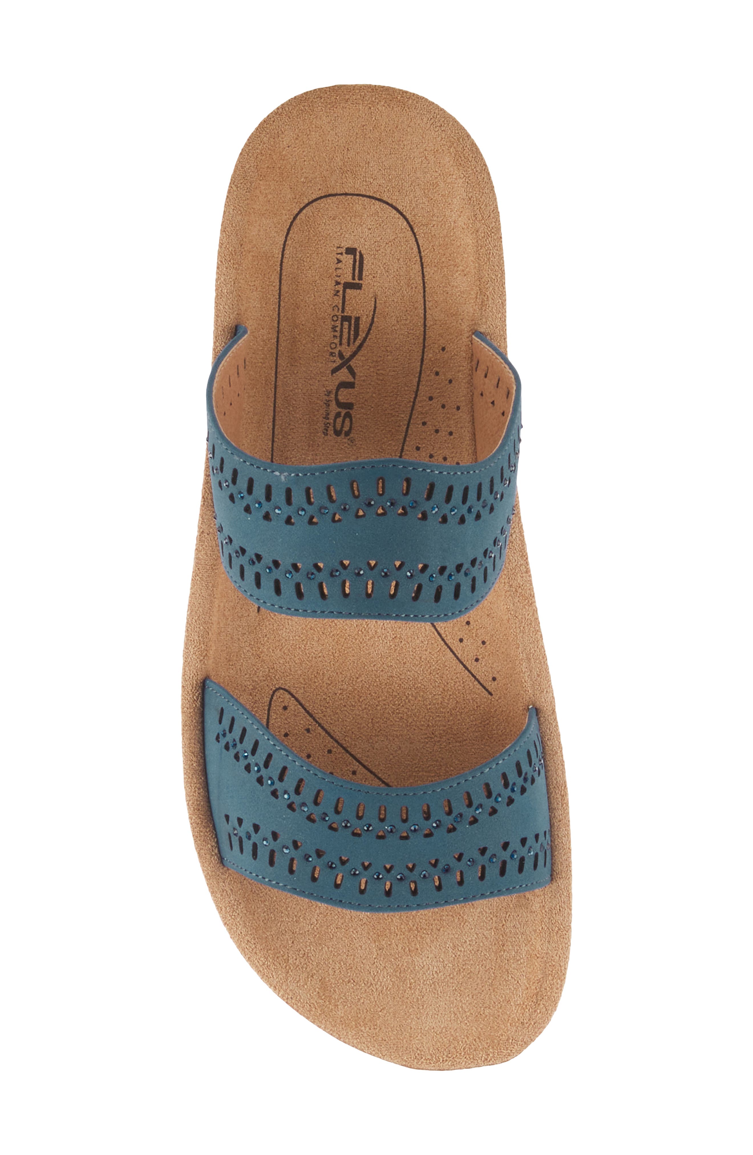 Flexus by Spring Step Bayshore Crystal Cutout Slide Sandal, Alternate, color, Navy