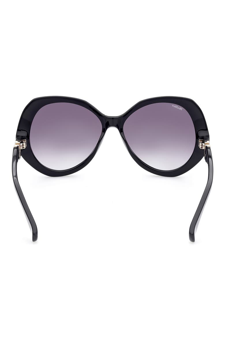 59mm Gradient Geometric Sunglasses, Alternate, color, SHINY BLACK / GRADIENT SMOKE