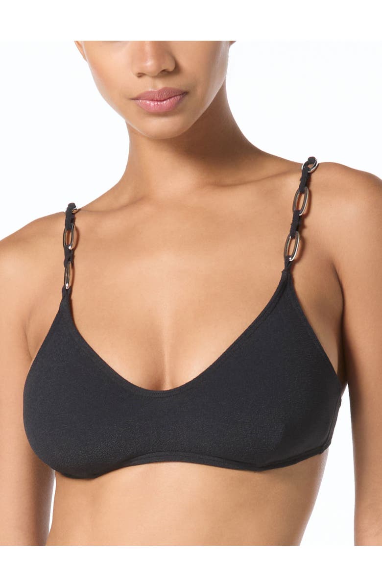 MICHAEL Michael Kors Oval Link Crepe Solids Bralette Swim Top, Alternate, color,