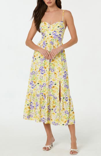 Astr The Label Floral Pleated Bust Fit & Flare Sundress