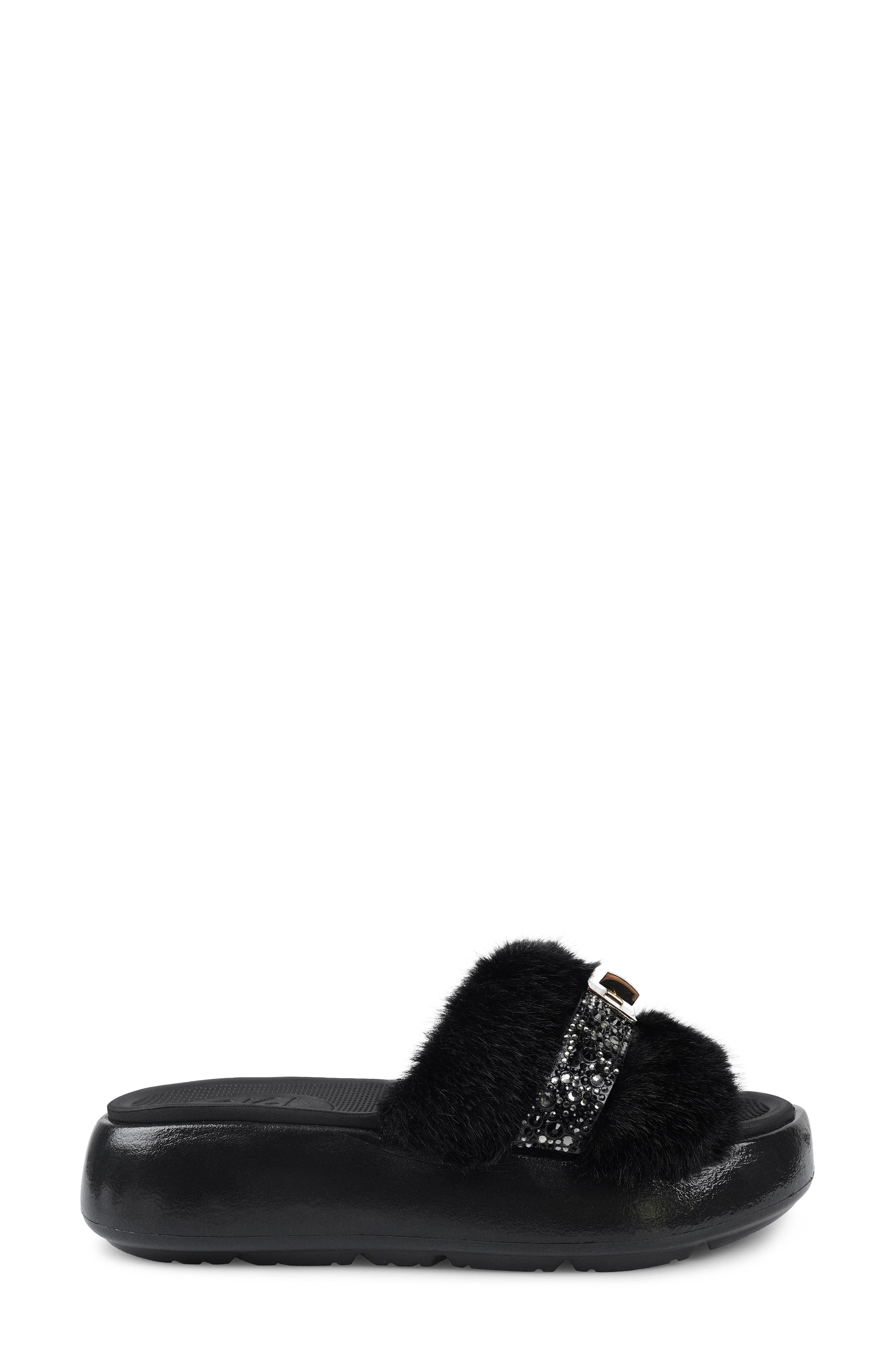 ZIGI Finley Faux Fur Platform Sandal, Alternate, color, Black