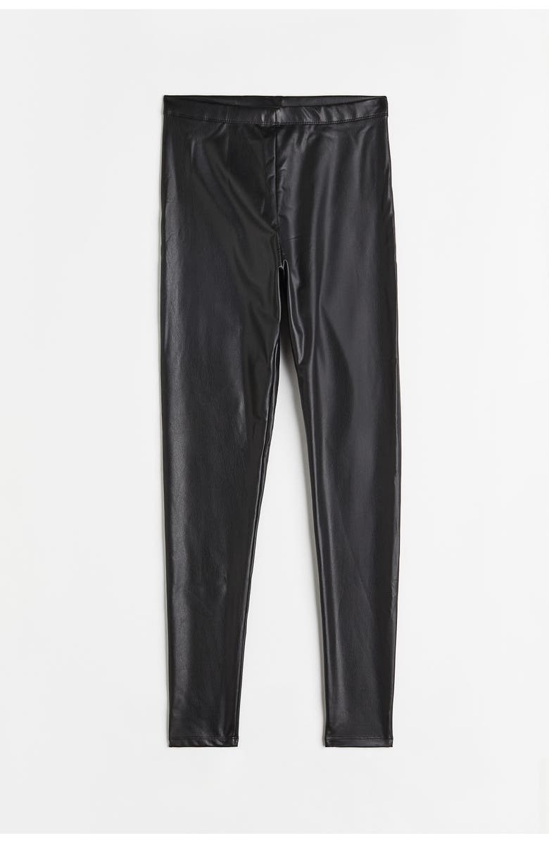 H&M Coated Leggings, Alternate, color, Black