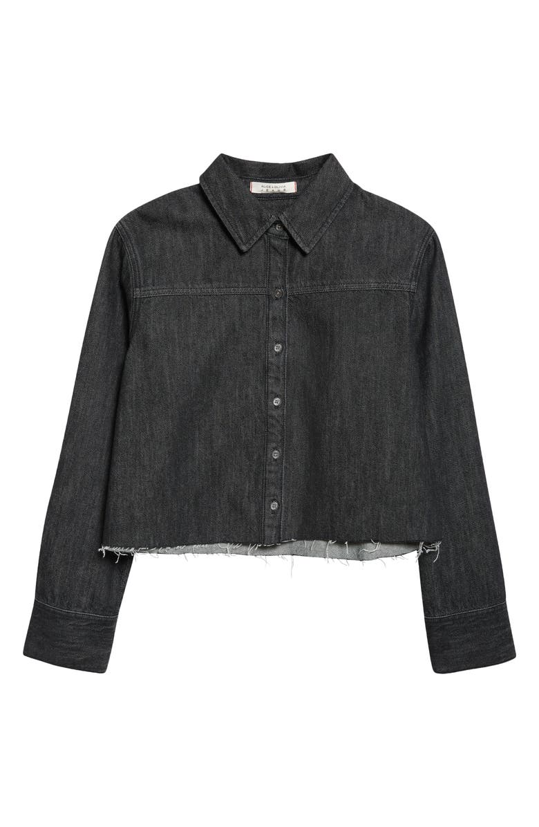 Alice + Olivia Raw Hem Denim Button-Up Shirt, Alternate, color, Den Lack