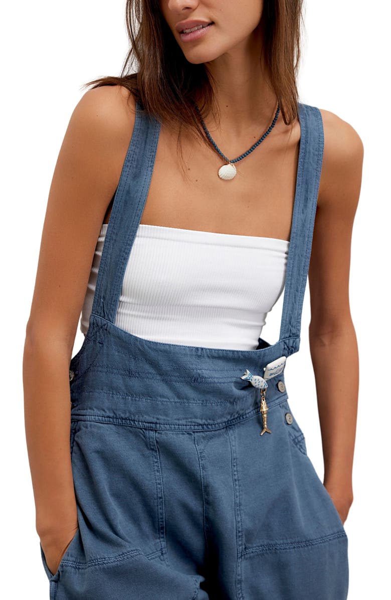 Free People Felix Tapered Overalls, Alternate, color, Flint Stone
