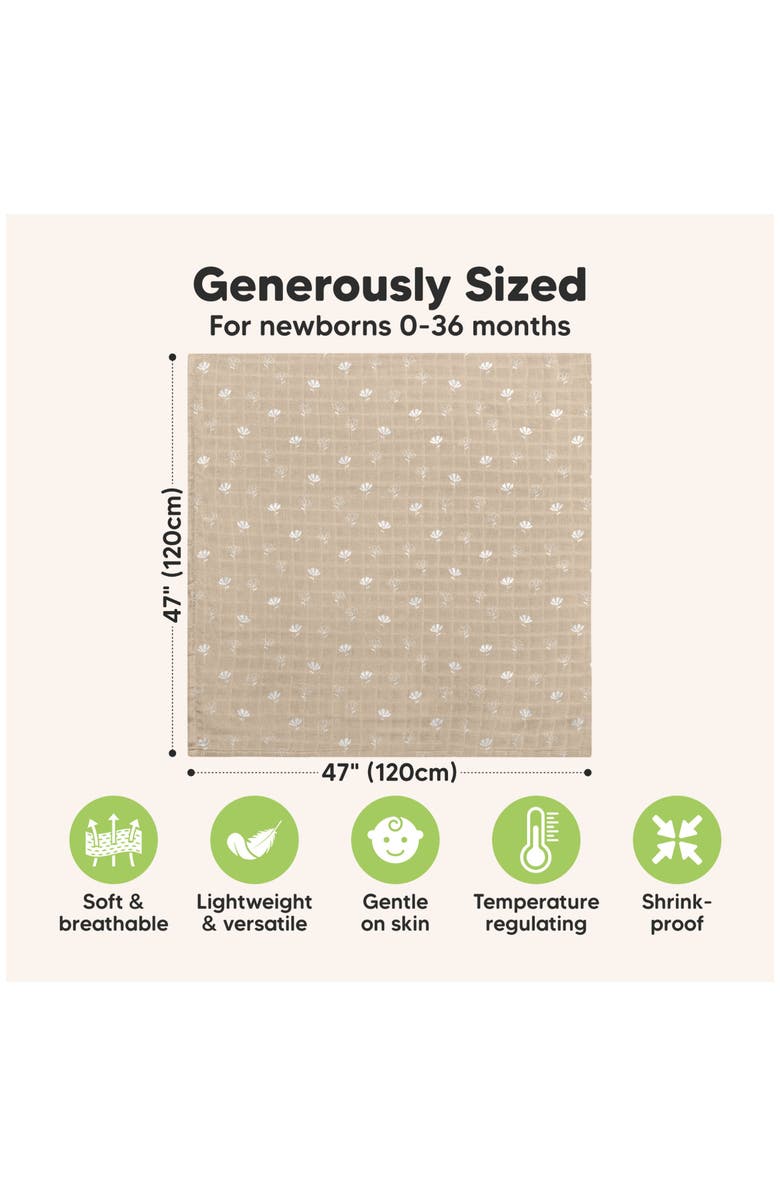KeaBabies Lumi Muslin Swaddle Blankets, Alternate, color, Wild Bloom