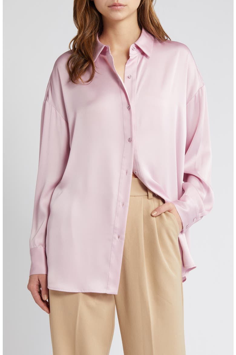 The Smooth Ex-Boyfriend Satin Shirt, Main, color, PASTEL LAVENDER