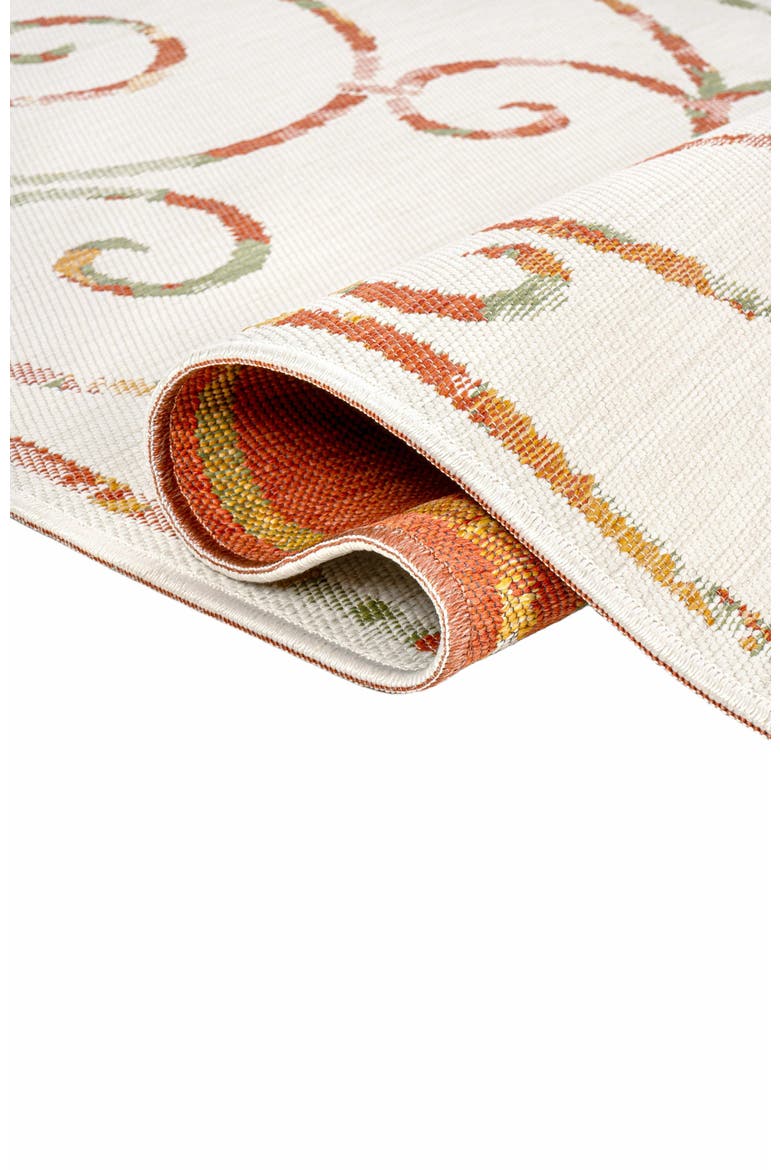 Danae Classic Cottage Filigree Scroll Reversible Machine-Washable Indoor/Outdoor Area Rug, Alternate, color, Cream/Terra