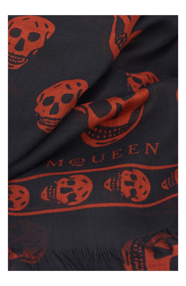 McQueen Skull Print Silk Scarf, Alternate, color,