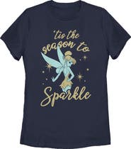 Peter Pan Women's Peter Pan Peter Pan Tinker Bell 'Tis the Season to Sparkle Graphic Tee