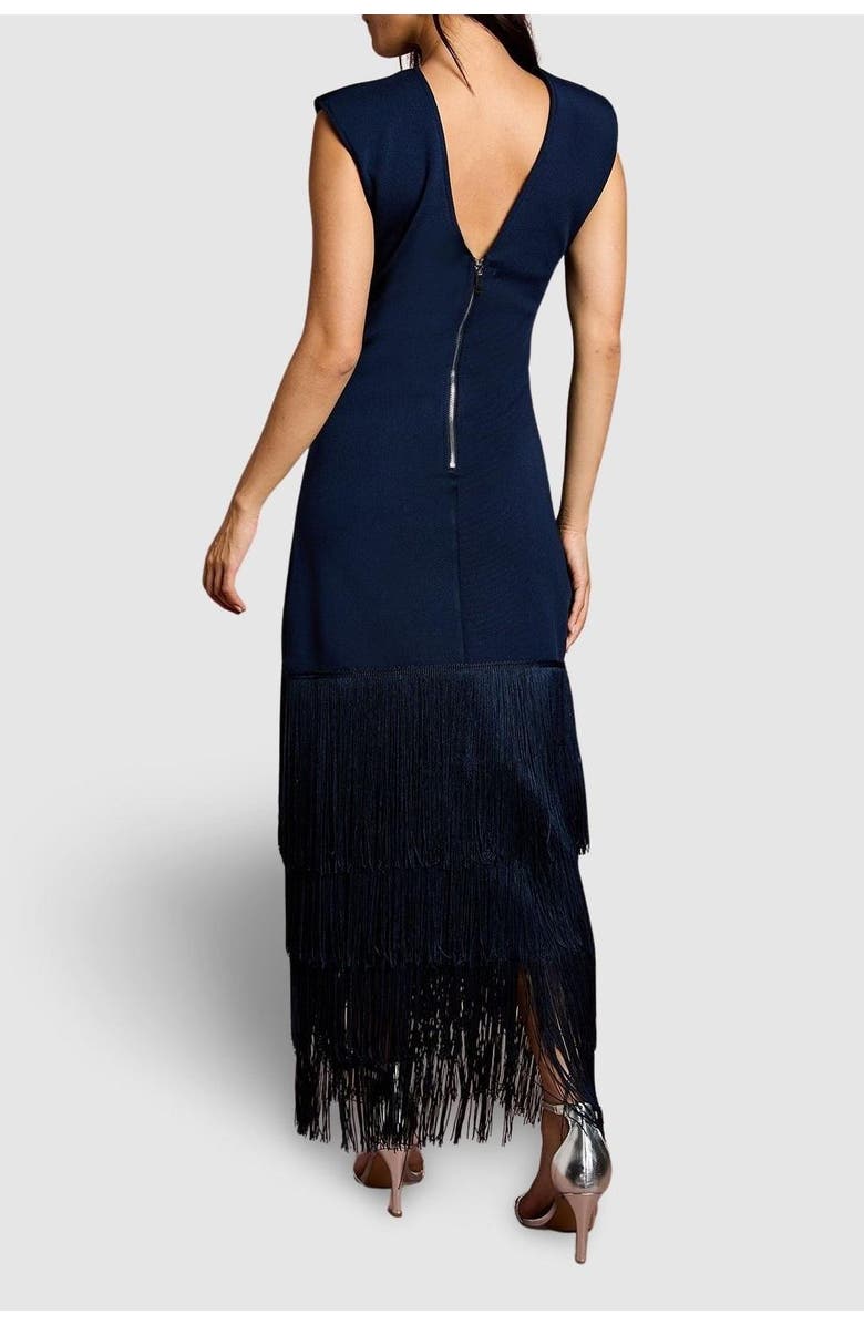 Coast Bandage Knit Fringed Hem Midi Dress, Alternate, color, Navy