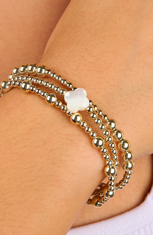 Little Sky Stone Alternating 3mm 5mm Bead Bracelet In Gold