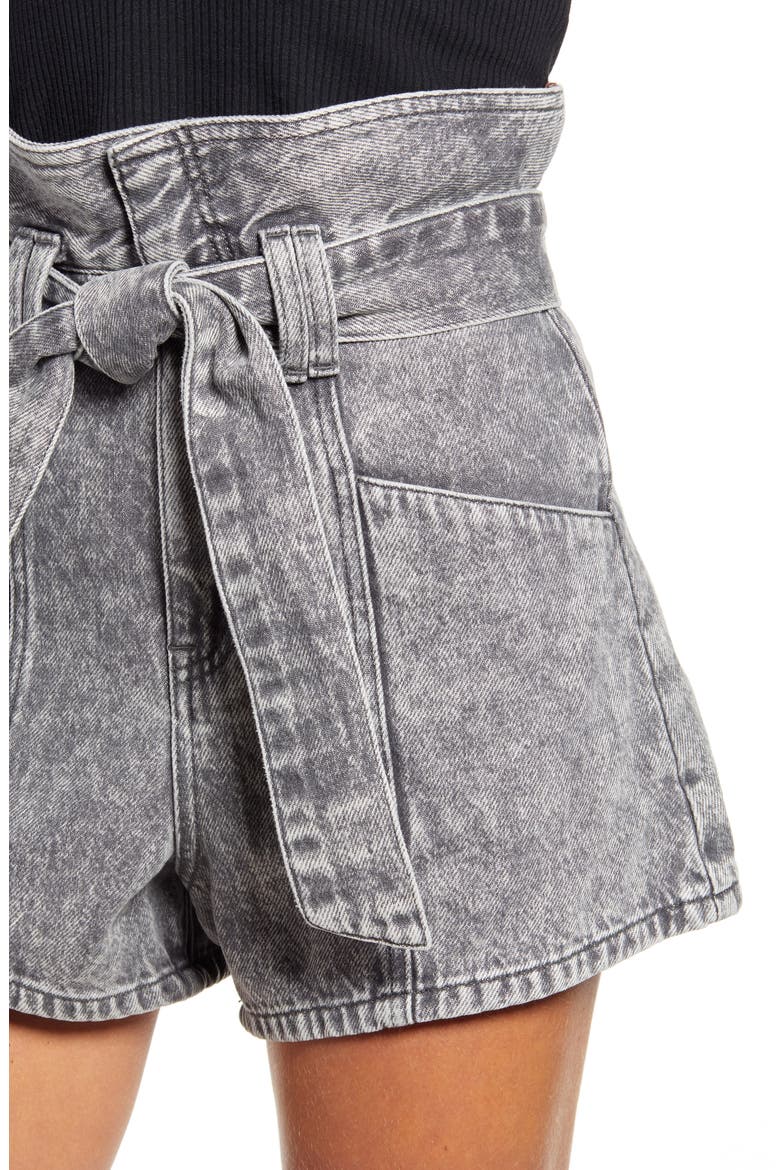 Paperbag Waist Denim Shorts, Alternate, color, FEARLESS